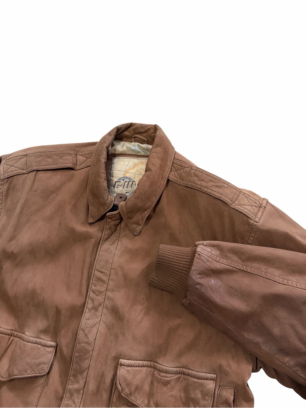 VTG G-III Global Identity Leather Jacket Men’s Small Brown Flight Bomber 90s